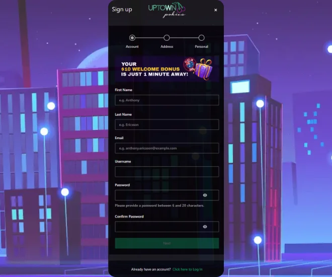 Uptown Pokies login
